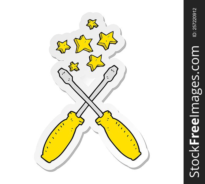 sticker of a cartoon screwdrivers