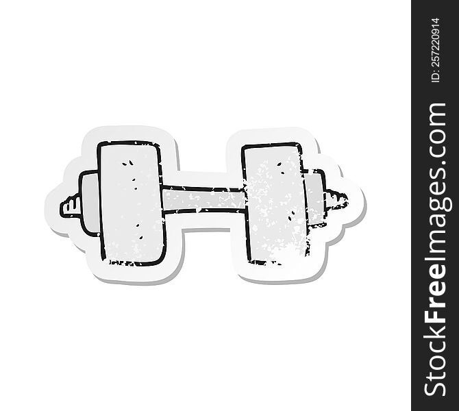 retro distressed sticker of a cartoon dumbbell