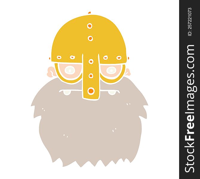 Flat Color Style Cartoon Viking Face