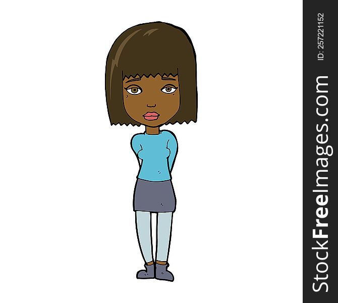 Cartoon Serious Girl