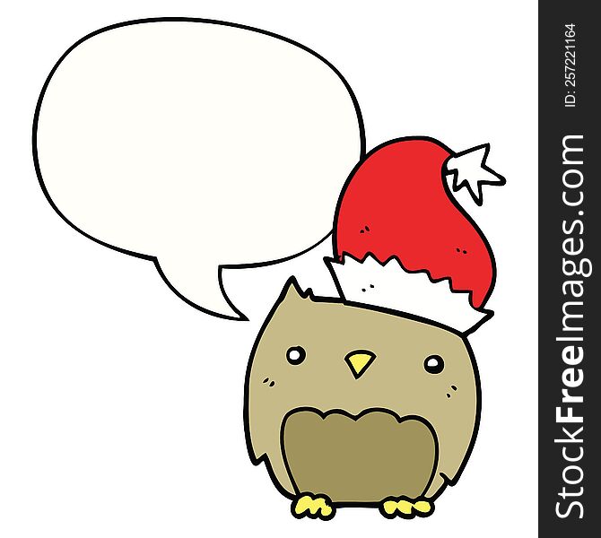 Cute Christmas Owl And Speech Bubble
