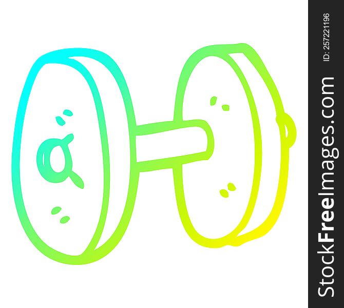 Cold Gradient Line Drawing Cartoon Gym Weights