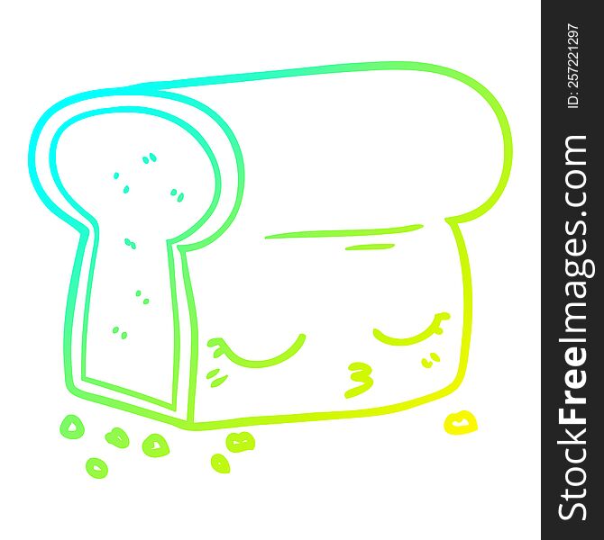 cold gradient line drawing of a cartoon loaf of bread