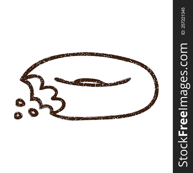 Bitten Donut Charcoal Drawing