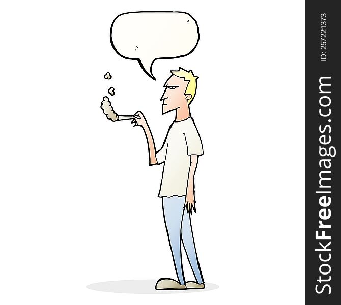 Cartoon Annoyed Smoker With Speech Bubble