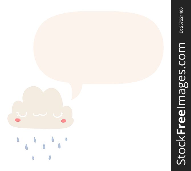 cartoon storm cloud with speech bubble in retro style