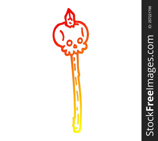 warm gradient line drawing of a cartoon skull on spike