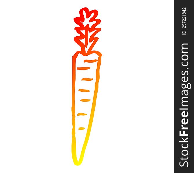 warm gradient line drawing of a cartoon yellow carrot
