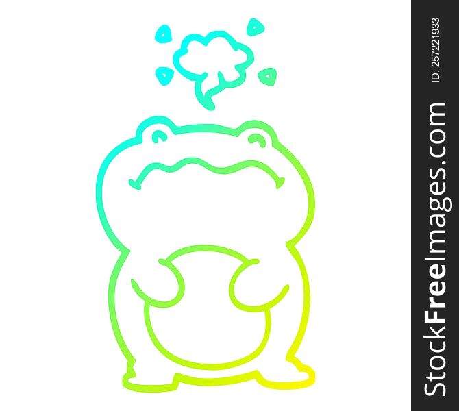 cold gradient line drawing of a cartoon frog