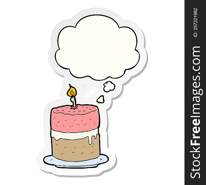 Cartoon Cake And Thought Bubble As A Printed Sticker