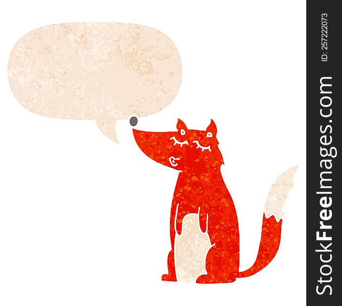 Cartoon Wolf And Speech Bubble In Retro Textured Style