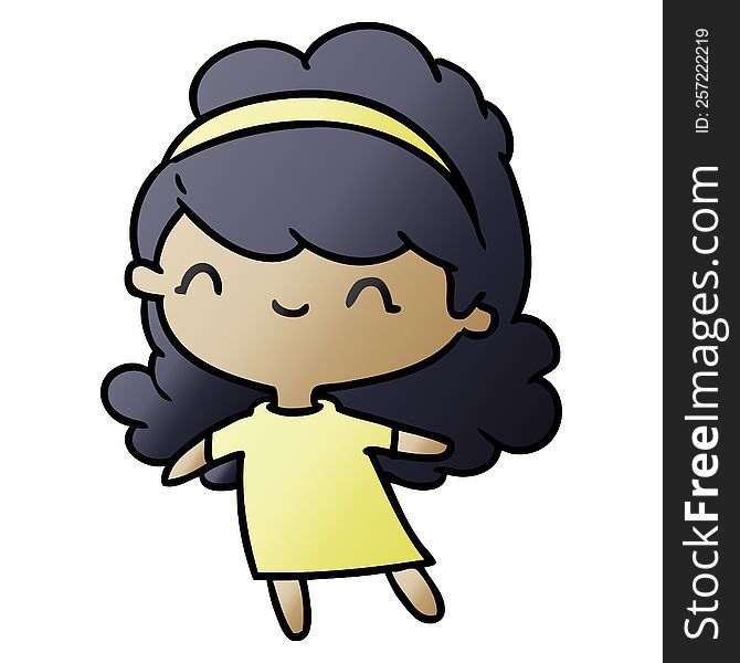 gradient cartoon illustration kawaii girl with head band. gradient cartoon illustration kawaii girl with head band