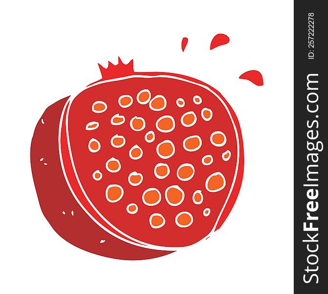 Flat Color Illustration Of A Cartoon Pomegranate