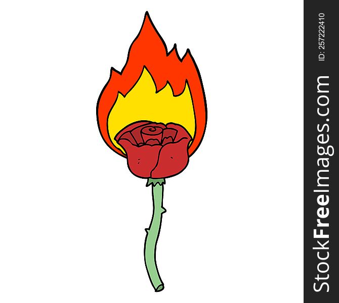 cartoon flaming rose