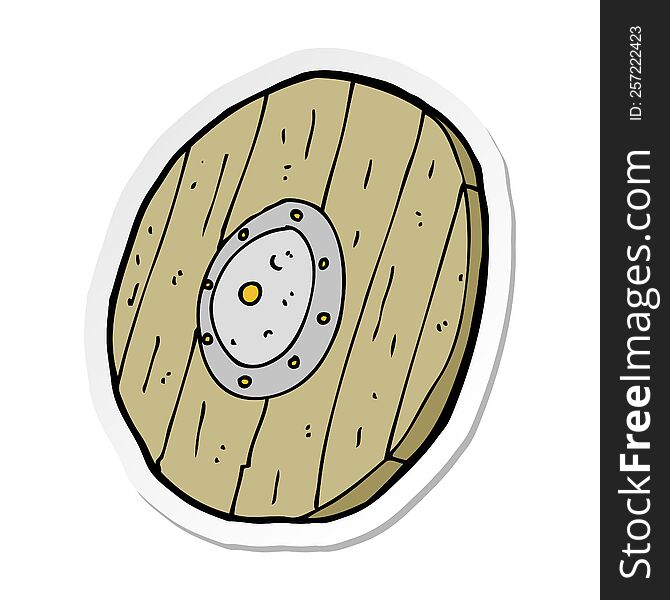 sticker of a cartoon wooden shield