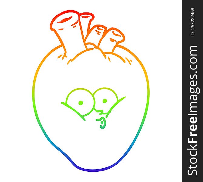 Rainbow Gradient Line Drawing Cartoon Confused Heart