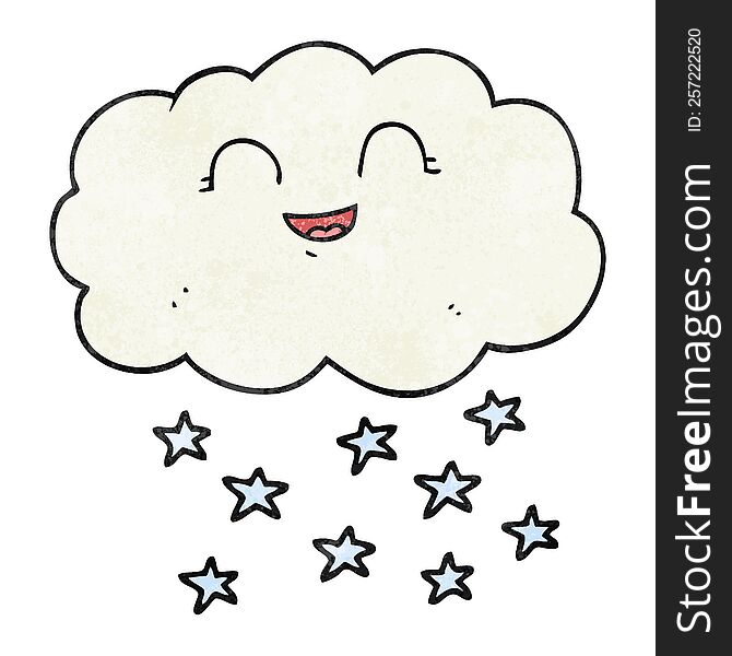 freehand textured cartoon cloud snowing
