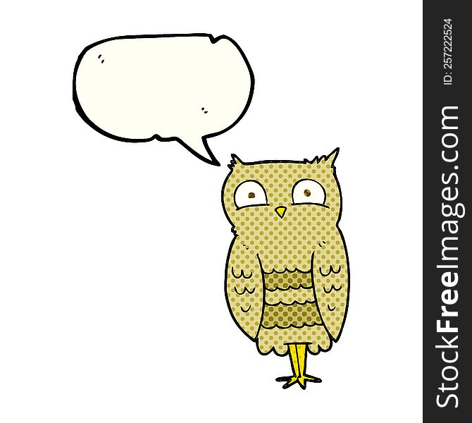 freehand drawn comic book speech bubble cartoon owl