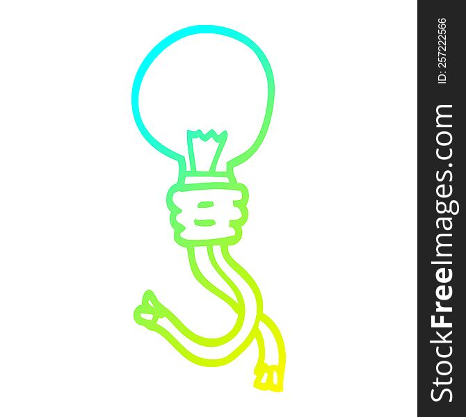 cold gradient line drawing of a cartoon glowing light bulb