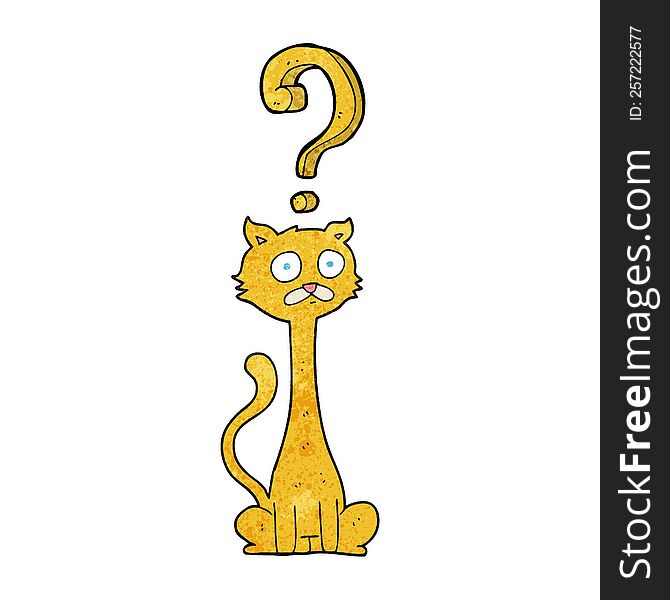 Textured Cartoon Curious Cat