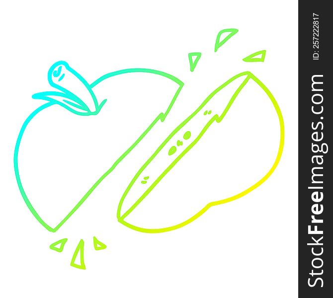 Cold Gradient Line Drawing Cartoon Sliced Apple
