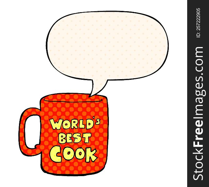 Worlds Best Cook Mug And Speech Bubble In Comic Book Style
