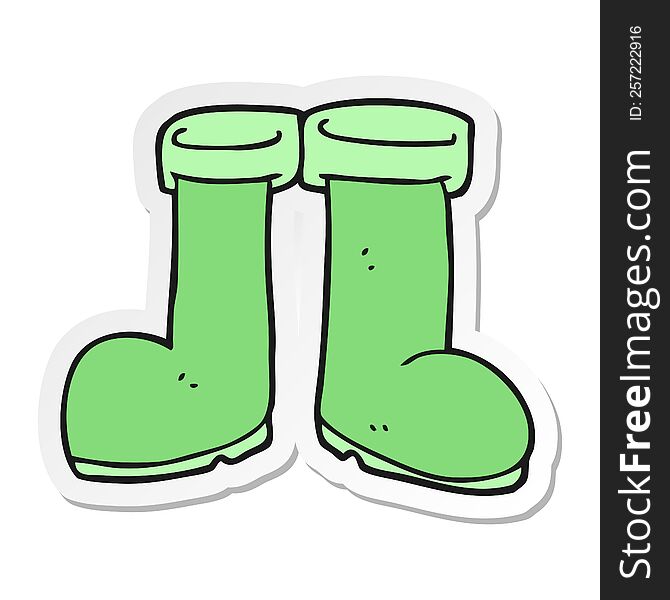 sticker of a cartoon wellington boots