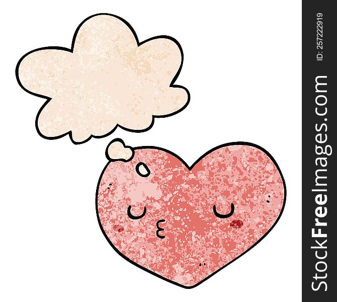 cartoon love heart with thought bubble in grunge texture style. cartoon love heart with thought bubble in grunge texture style