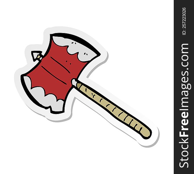 sticker of a cartoon double sided axe