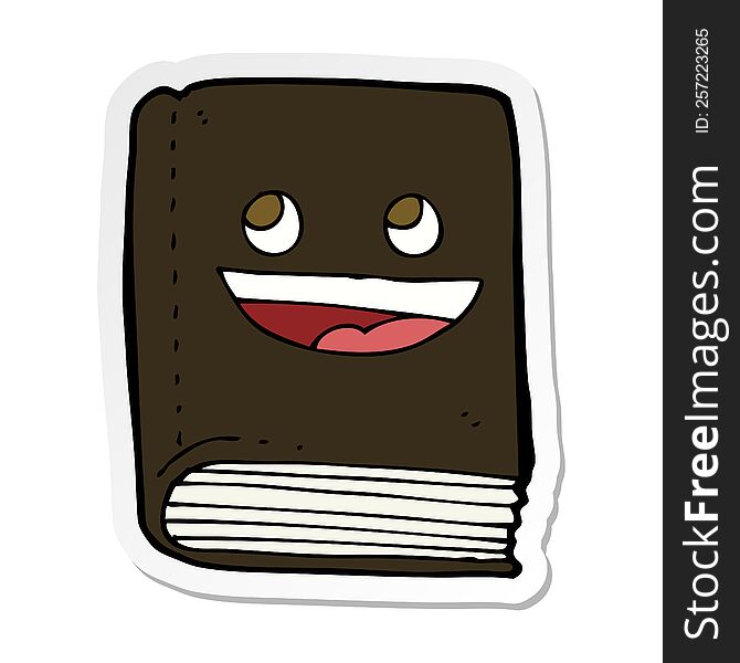 Sticker Of A Cartoon Happy Book