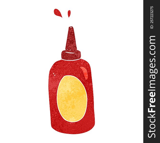 freehand retro cartoon ketchup bottle