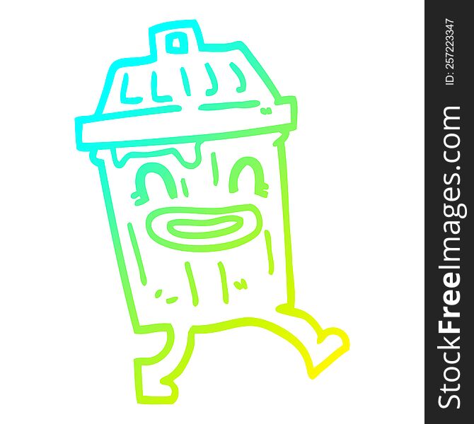 Cold Gradient Line Drawing Cartoon Waste Bin