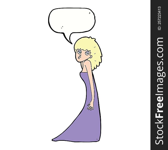 Cartoon Woman Pulling Photo Face With Speech Bubble