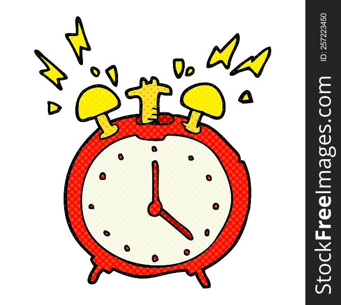 freehand drawn cartoon ringing alarm clock