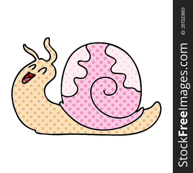 comic book style quirky cartoon snail. comic book style quirky cartoon snail