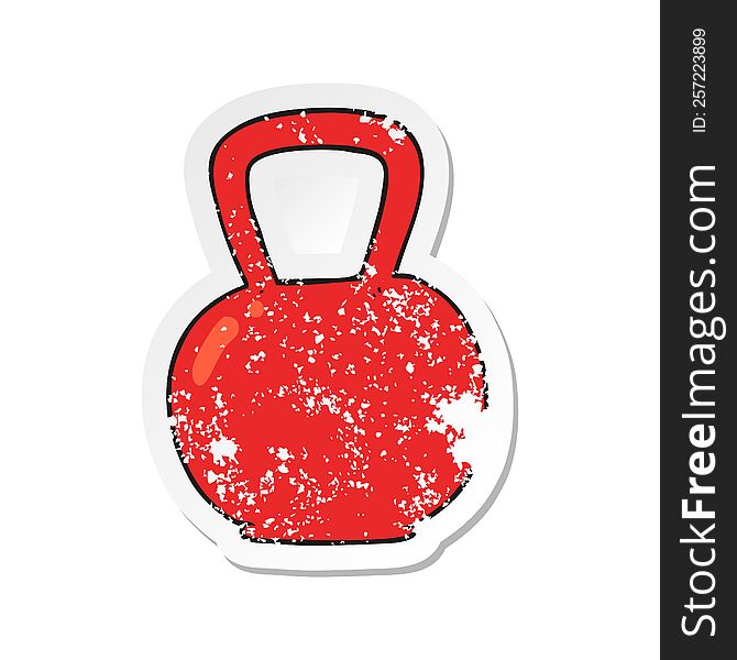 retro distressed sticker of a cartoon kettle bell