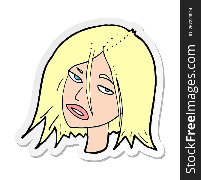 Sticker Of A Cartoon Annoyed Woman