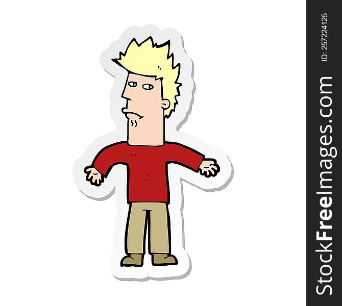 Sticker Of A Cartoon Confused Man