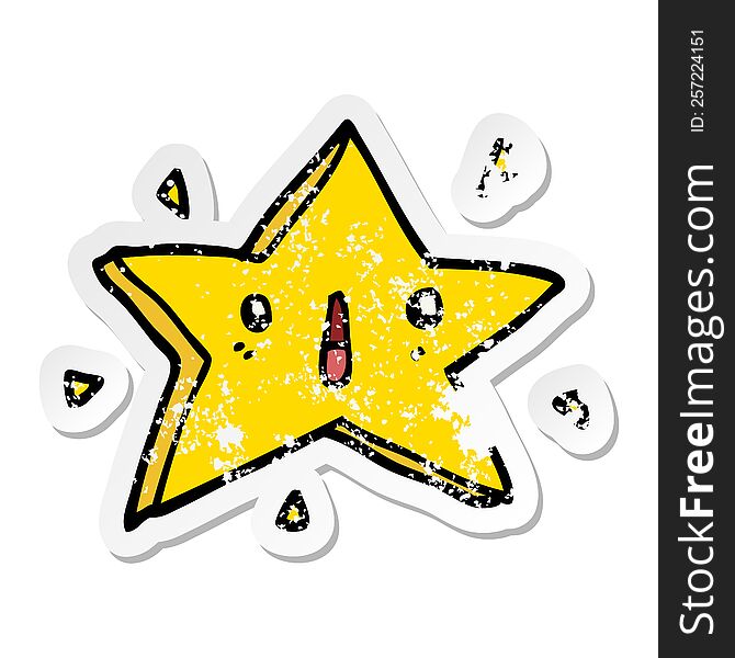 Distressed Sticker Of A Cute Cartoon Star