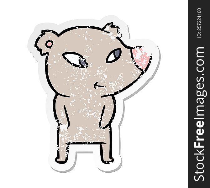 distressed sticker of a cute cartoon bear