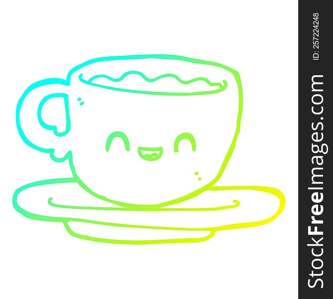 Cold Gradient Line Drawing Cartoon Hot Cup Of Coffee