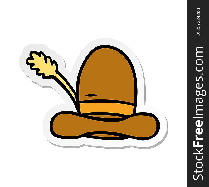 sticker cartoon doodle of a farmers hat