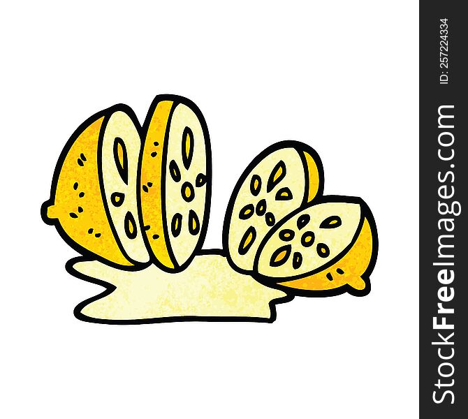 cartoon doodle sliced lemon
