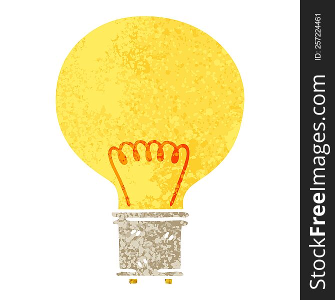 retro illustration style quirky cartoon light bulb. retro illustration style quirky cartoon light bulb