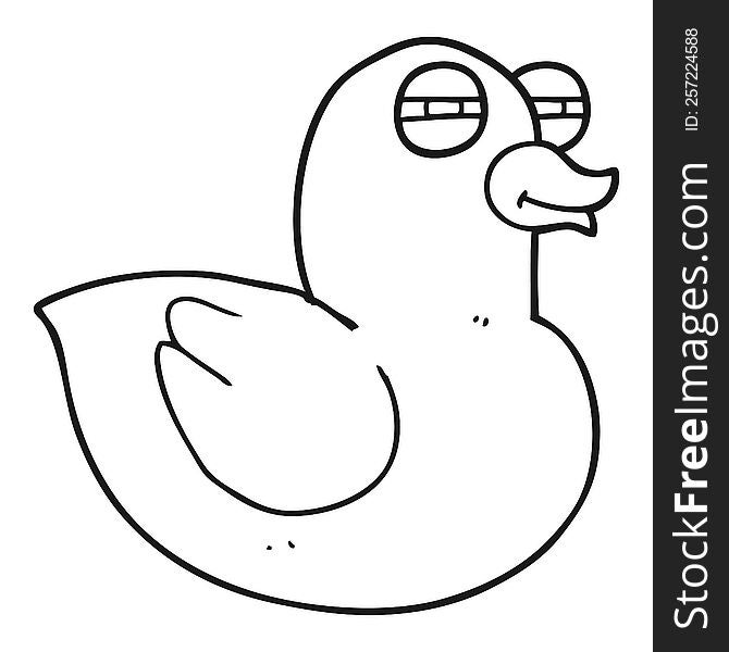 freehand drawn black and white cartoon funny rubber duck