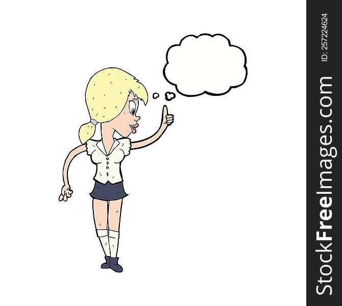 Cartoon Girl With Idea With Thought Bubble