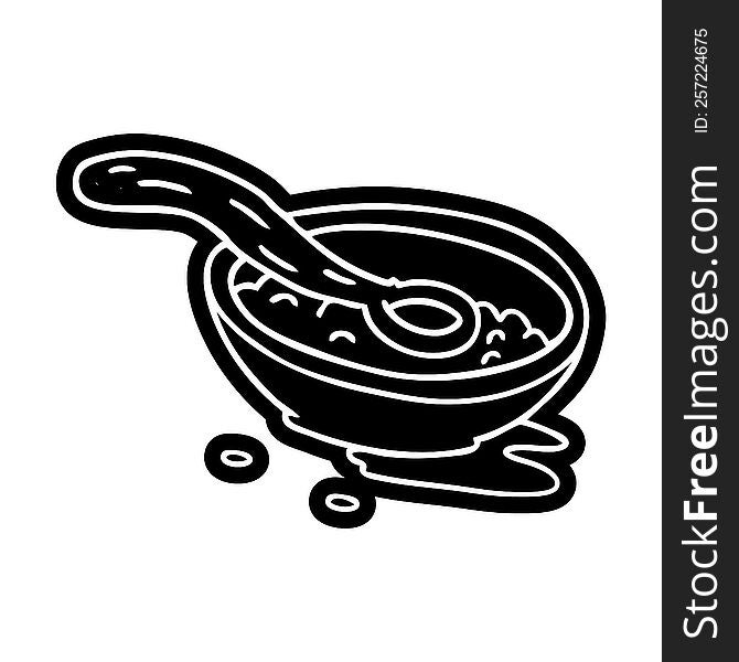 Cartoon Icon Drawing Of A Cereal Bowl