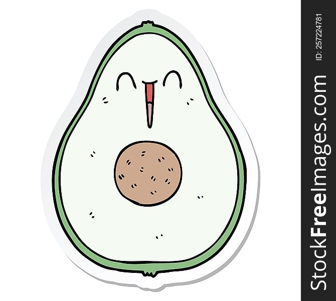 sticker of a cartoon happy avocado