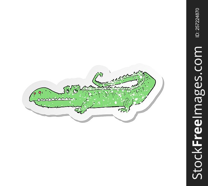 retro distressed sticker of a cartoon crocodile