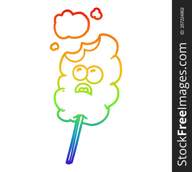 rainbow gradient line drawing of a cotton candy cartoon